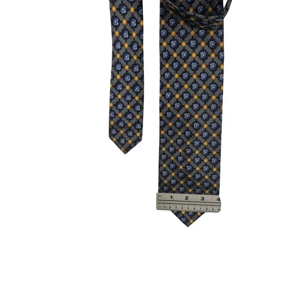 J.Z. Richards Gallery Collection 100% Silk Gray Blue Gold‎ Tie Handmade Grandpa